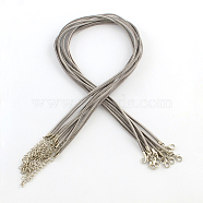2mm Faux Suede Cord Necklace Making with Iron Chains & Lobster Claw Clasps, Light Grey, 44x0.2cm(NCOR-R029-08)