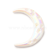 Opaque Resin Cabochons, AB Color Plated, Moon, White, 33x25x4mm(CRES-M015-01G)