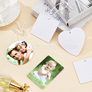 Felt Heat Transfer Printing Perfume Pieces Set, with Ropes & OPP Bags, Heart, Sqaure, Rectangle & Flat Round, White, 8~50x7~13x0.3cm, Hole: 5mm, 90pcs/set(DIY-WH0215-04C)