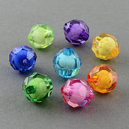 Transparent Acrylic Beads, Bead in Bead, Faceted, Round, Mixed Color, 11mm, Hole: 2mm, about 650pcs/500g(TACR-S113-11mm-M)