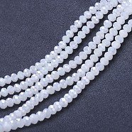 Electroplate Glass Beads Strands, Imitation Jade Beads, AB Color Plated, Faceted, Rondelle, Snow, 6x5mm, Hole: 1mm, about 92~94pcs/strand, 17~17.5 inch(42.5~43.75cm)(X-EGLA-A034-J6mm-B07)