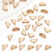 30pcs Czech Glass Beads, 2-Hole, Triangle, Gold, 6x5mm(GLAA-NB0001-73)