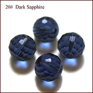 Imitation Austrian Crystal Beads, Grade AAA, Faceted, Round, Dark Blue, 6mm, Hole: 0.7~0.9mm(SWAR-F073-6mm-20)