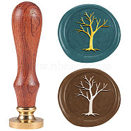 Wax Seal Stamp Set, Sealing Wax Stamp Solid Brass Heads with Wood Handles, for Envelopes Invitations, Gift Card, Tree, 83x22mm, Stamps: 25x14.5mm(AJEW-WH0208-1435)