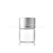 Clear Glass Bottles Bead Containers, Screw Top Bead Storage Tubes with Aluminum Cap, Column, Silver, 2.2x3cm, Capacity: 5ml(0.17fl. oz)(CON-WH0085-77A-01)