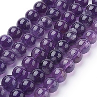 Natural Amethyst Beads Strands, Round, Indigo, 8mm, Hole: 1mm, about 22~24pcs/strand, 7.6 inch