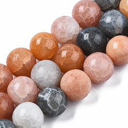 Transparent Crackle Glass Beads Strands, Long-Lasting Dyed & Heated, Round, Colorful, 14x13.5mm, Hole: 1.5mm, about 29pcs/strand, 15.16 inch~15.35 inch(38.5cm~39cm)(GLAA-T026-01C-01)