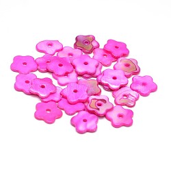 Dyed Natural Freshwater Shell Flower Beads, Camellia, 10x2mm, Hole: 1.5mm(SHEL-M001-05E)