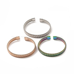 304 Stainless Steel Flat Snake Chains Shape Open Cuff Bangle for Women, Mixed Color, Inner Diameter: 2-1/2x2 inch(6.2x5cm)(BJEW-C0033-05)