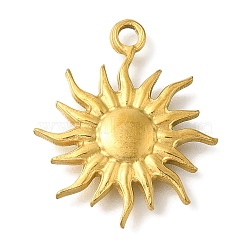 304 Stainless Steel Pendants, Sun Charm, Real 18K Gold Plated, 23x20x2.2mm, Hole: 2mm(STAS-Z092-01G-01)