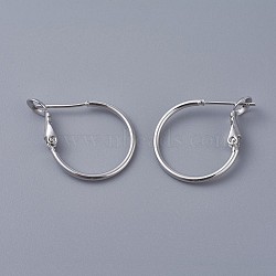 Brass Hoop Earrings, Ring, Platinum, 20x1.5mm, Pin: 0.6mm(KK-I665-26A-P)