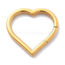 304 Stainless Steel Spring Ring Clasps, Heart, Real 18K Gold Plated, 29.5x30x3mm(STAS-R130-60G)