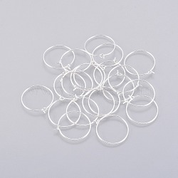 Brass Wine Glass Charm Rings, Hoop Earring Findings, Silver Color Plated, 20 Gauge, 21x20x0.8mm(KK-E470-01-S)