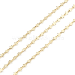 Brass Star Link Chains, Unwelded, with Spool, Real 18K Gold Plated, 3x2x0.5mm, 4.5x4.5mm(CHC-M025-21G)