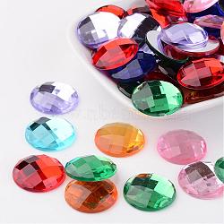 Imitation Taiwan Acrylic Rhinestone Flat Back Cabochons, Faceted, Half Round/Dome, Mixed Color, 20x5mm, 200pcs/bag(GACR-D002-20mm-M)
