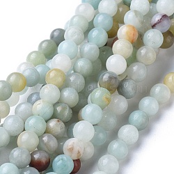Natural Flower Amazonite Round Bead Strands, 6mm, Hole: 1mm, about 63pcs/strand, 15.5 inch(X-G-D608-6mm)