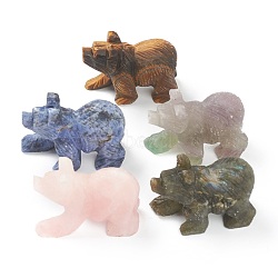 Natural Mixed Gemstone Home Display Decorations, Bear, 54x24x40mm(G-H253-A)