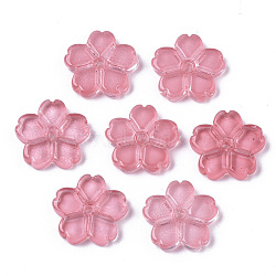 Transparent Spray Painted Glass Beads, Flower, Light Coral, 11.5x12x2.5mm, Hole: 0.9mm(GLAA-R215-04-A02)