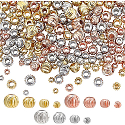 192Pcs 12 Style Brass Beads, Round, Mixed Color, 3~6x2~5mm, Hole: 1.2~2mm, 16pcs/style(KK-BC0009-10)