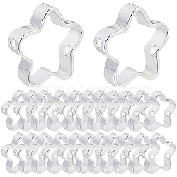 100Pcs Rack Plating Brass Bead Frames, Long-Lasting Plated, Star, Silver, 9.5x2.5mm, Hole: 1mm(KK-SP0002-26S)