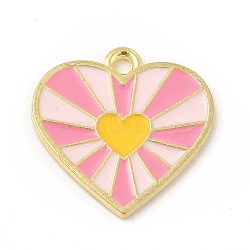 Alloy Enamel Pendants, Heart Charms, Light Gold, Yellow, 19.5x19.5x1.5mm, Hole: 1.8mm(ENAM-B051-01G-03)