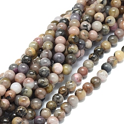 Natural Rhodonite Beads Strands, Round, 8mm, Hole: 1.2mm, about 47pcs/strand, 15.16 inch(38.5cm)(G-G828-02-8mm)