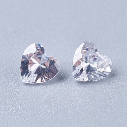 Cubic Zirconia Pointed Back Cabochons, Heart, Faceted, Clear, 5x5x3mm(ZIRC-WH0001-C09)