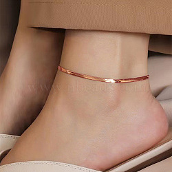 Stainless Steel Snake Chains Anklets for Women, Rose Gold, 7-7/8 inch(200mm)(WG046FB-03)