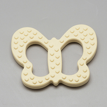 Food Grade Eco-Friendly Silicone Big Pendants, Chewing Pendants For Teethers, DIY Nursing Necklaces Making, Butterfly, Moccasin, 80x64x9mm, Hole: 14x39mm
