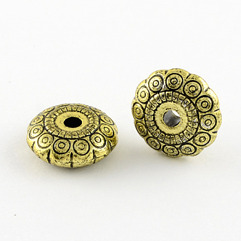 Vintage Acrylic Beads, Rondelle, Antique Golden Plated, 19x7.5mm, Hole: 3.5mm, about 305pcs/500g