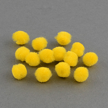 DIY Doll Craft Pom Pom Yarn Pom Pom Balls, Yellow, 10mm, about 2000pcs/bag