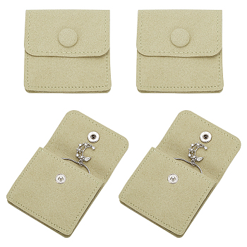 Microfiber Jewelry Flap Pouches, Folding Envelope Bag for Earrings, Bracelets, Necklaces Packaging, Square, Yellow Green, 6.1x6.1cm