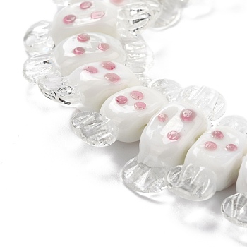 Handmade Lampwork Beads, Bumpy, Candy with Spot, WhiteSmoke, 26~29x9x7.5~8mm, Hole: 1mm