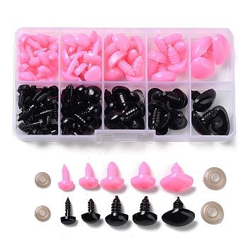 106Pcs Triangle Plastic Doll Craft Safety Noses, with 106Pcs Spacer, Toy Accessories, Mixed Color, 9x6x15.5mm