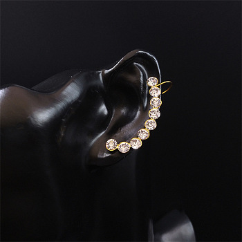 Rhinestone Cuff Earrings for Girl Women Gift, 304 Stainless Steel Earrings, Right, 40x5mm