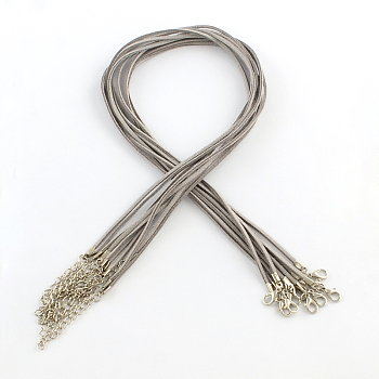 2mm Faux Suede Cord Necklace Making with Iron Chains & Lobster Claw Clasps, Light Grey, 44x0.2cm