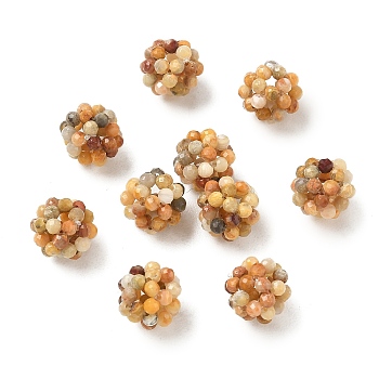 Natural Crazy Agate Woven Beads, Cluster Beads, Faceted, Round, 8~9mm, Hole: 1.6mm