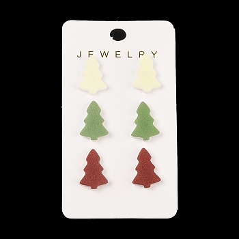 Christmas Theme Acrylic Stud Earrings for Women, with Steel Needle, Platinum, Christmas Tree, 17.5x12.5mm