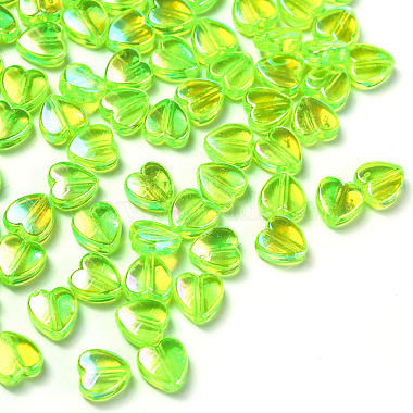 Spring Green Heart Acrylic Beads