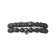 Ensemble de bracelets extensibles perlés en laiton et pierre de lave naturelle 2 pièces 2 styles(BJEW-JB09244-03)-1
