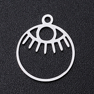 201 Stainless Steel Laser Cut Pendants, Eye, Stainless Steel Color, 17x14.5x1mm, Hole: 1.5mm(STAS-S105-T918-1)