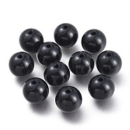 CCB Plastic Beads, Round, Electrophoresis Black, 15.5x15mm, Hole: 3.5mm(CCB-E052-69EB)