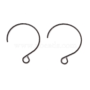 Ion Plating(IP) 316 Surgical Stainless Steel Earring Hooks, with Horizontal Loops, Electrophoresis Black, 23.5x18mm, Hole: 3x2.6mm, 22 Gauge, Pin: 0.6mm(STAS-D183-03EB-01)
