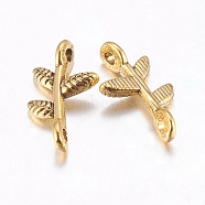 Tibetan Style Links connectors, Lead Free, Nickel Free and Cadmium Free, Leaf, Antique Golden, 17x9.5x3mm, Hole: 1mm, about 1515pcs/754g(TIBEP-LF0801YKG-AG-FF)