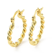 Brass Twist Rope Hoop Earrings for Women, Lead Free & Cadmium Free & Nickel Free, Real 18K Gold Plated, 25.5x22x3mm, Pin: 0.9mm(EJEW-A070-10G)