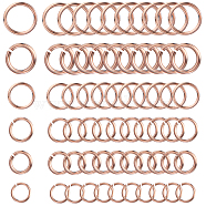 720Pcs 6 Styles 304 Stainless Steel Jump Rings, Open Jump Rings, Rose Gold, 26 Gauge~21 Gauge, 3~6x0.4~0.7mm, 120pcs/style(STAS-SC0006-09)