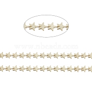Brass Handmade Beaded Chain, Textured, with Spool, Unwelded, Long-Lasting Plated, Star, Golden, 11x8.5x1.5mm, about 32.8 Feet(10m)/roll(CHC-I030-02G)
