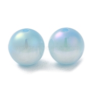 Iridescent Opaque Resin Beads, Candy Beads, Round, Light Sky Blue, 12x11.5mm, Hole: 2mm(RESI-Z015-01A-04)