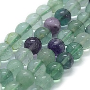 Natural Fluorite Beads Strands, Round, 8mm, Hole: 0.8mm, about 49pcs/strand, 15.3 inch(39cm)(X-G-G763-06-8mm)