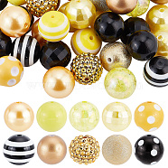 Elite 1 Set Acrylic Beads Set, Round, Yellow, Yellow: 19~20x18~19.5mm, Hole: 2~3mm, 50pcs/set(FIND-PH0007-04A)